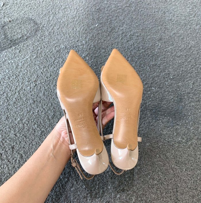 Valentino Women Shoes Mule Flip Flop Sandals VLOGO SIGNATURE CALFSKIN SLINGBACK PUMP 35MM with Original Box