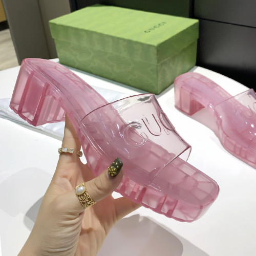 Gucci Womens Shoes Sandals Slides Slippers Luxury Brand Thick Sole 5cm Heel Design Women's GG slide sandal with Original Box