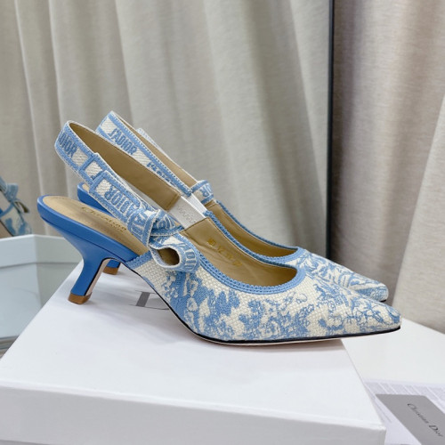 Dior Women Shoes Pumps Luxury Design Fashion Type High Heel Shoes for Wedding Style J'ADIOR SLINGBACK PUMP Cotton Embroidery with Micro Houndstooth Motif with Original Box
