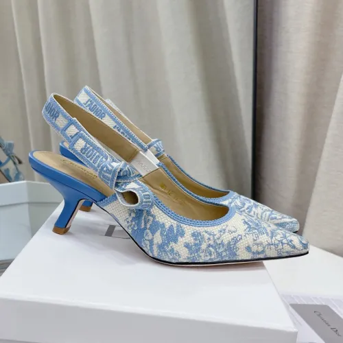 Dior Women Shoes Pumps Luxury Design Fashion Type High Heel Shoes for Wedding Style J'ADIOR SLINGBACK PUMP Cotton Embroidery with Micro Houndstooth Motif with Original Box