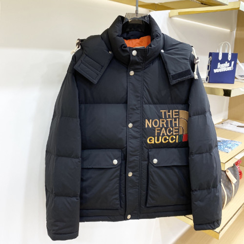 Gucci X The North Face Design Mens Womens Winter Windprood Down Jackets Keep Warm 90% White Duck Down