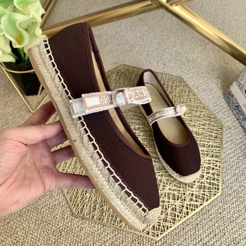 Dior Women Shoes Luxury Brand Design Dior Espadrille Nude Mesh Embroidery Womens Shoes with Original Box