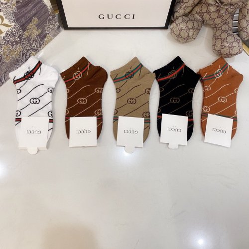 Gucci Socks 5 Pairs with Original Box Luxury Brand Breathable Gucci Sock