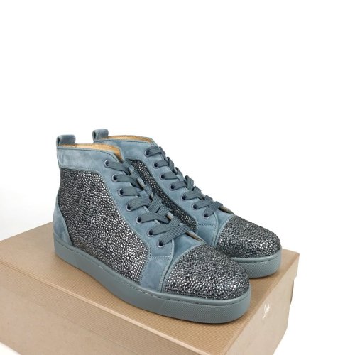 Christian Louboutin Mens Shoes Luxury Brand Red Bottom Design Louis Junior Spikes Flat with Original Box CL sneakers