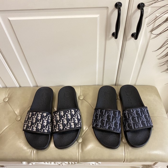Dior Womens Shoes Sandals Slippers Slide Luxury Brand DIO(R)EVOLUTION SLIDE Shiny Technical Fabric with Dior Oblique Print with Original Box
