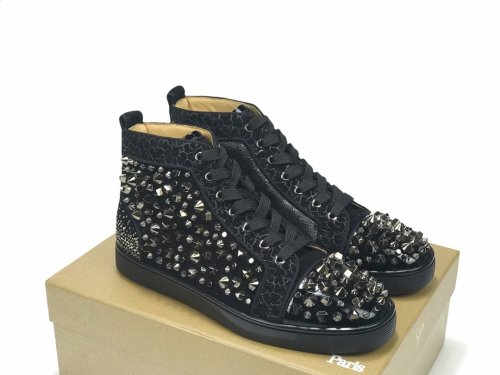 Christian Louboutin Mens Shoes Luxury Brand Red Bottom Design Louis Junior Spikes Flat with Original Box CL sneakers