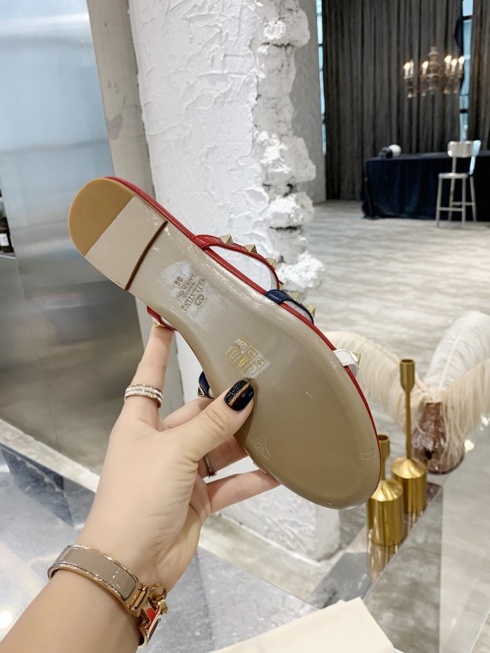 Valentino Women Shoes Mule Flip Flop Sandals ROMAN STUD SLIDE SANDAL IN QUILTED NAPPA with Original Box Luxury Brand
