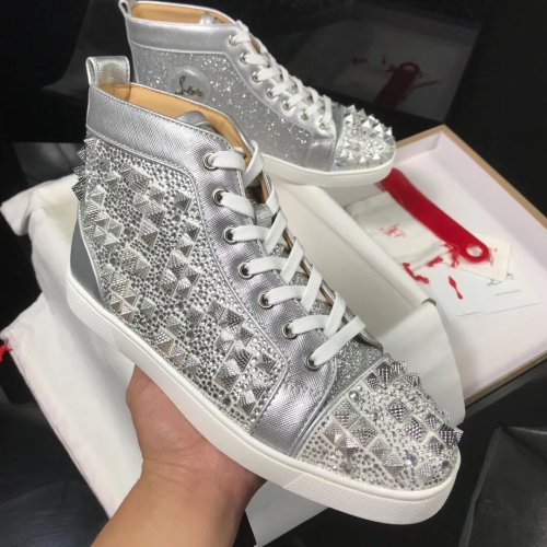 Christian Louboutin Mens Shoes Luxury Brand Red Bottom Design Louis Junior Spikes Flat with Original Box CL sneakers