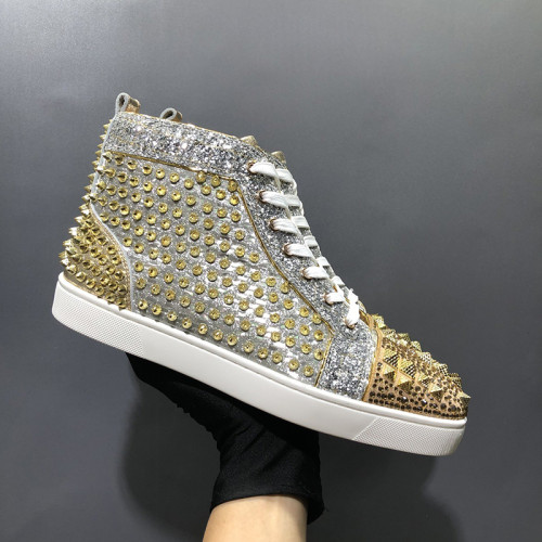 Christian Louboutin Mens Shoes Luxury Brand Red Bottom Design Louis Junior Spikes Flat with Original Box CL sneakers
