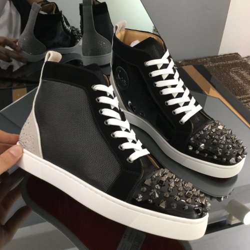 Christian Louboutin Mens Shoes Luxury Brand Red Bottom Design Louis Junior Spikes Flat with Original Box CL sneakers