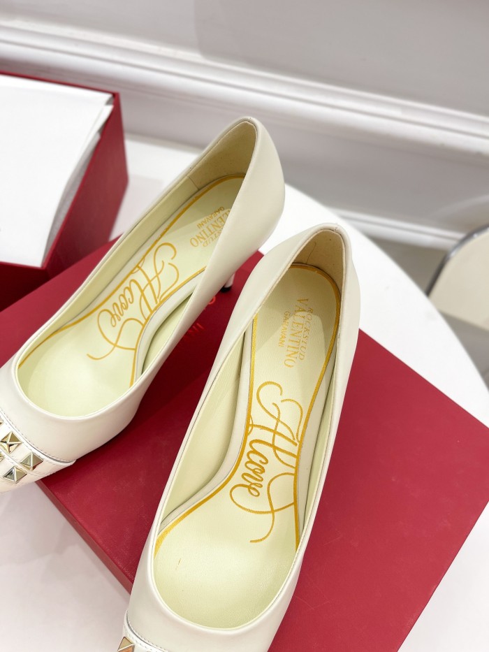 Valentino Womens Shoes ROCKSTUD SLINGBACK PUMP WITH SCULPTED HEEL IN KIDSKIN with Original Box 8cm Heel Design