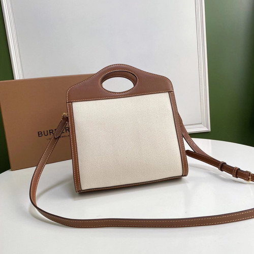Burberry Womens Bag Mini Logo Graphic Canvas and Leather Pocket Bag