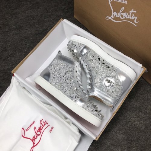 Christian Louboutin Mens Shoes Luxury Brand Red Bottom Design Louis Junior Spikes Flat with Original Box CL sneakers