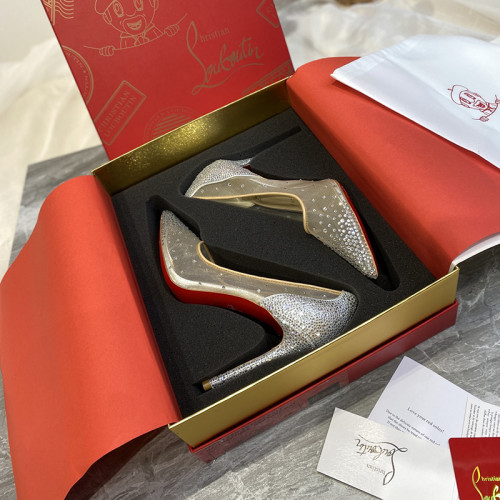 Christian Louboutin Womens Shoes Follies Strass High Heels Shoes Pumps 10CM