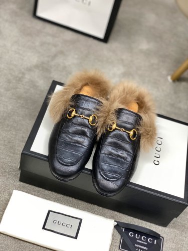 Gucci Womens Shoes Casual Loafers Design Luxury Brand Leather Princetown with Original Box