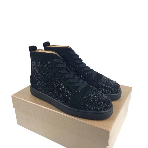 Christian Louboutin Mens Shoes Luxury Brand Red Bottom Design Louis Junior Spikes Flat with Original Box CL sneakers