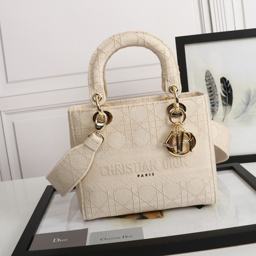 Dior Womens Bags Handbags Luxury Fashion Medium Lady D-Lite Bag Beige Cannage Embroidery M0565OREY_M919