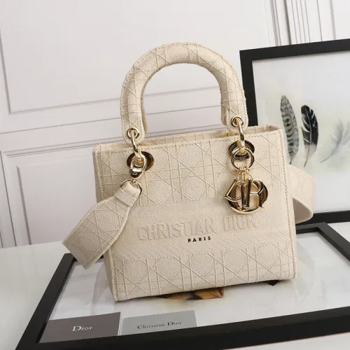 Dior Womens Bags Handbags Luxury Fashion Medium Lady D-Lite Bag Beige Cannage Embroidery M0565OREY_M919