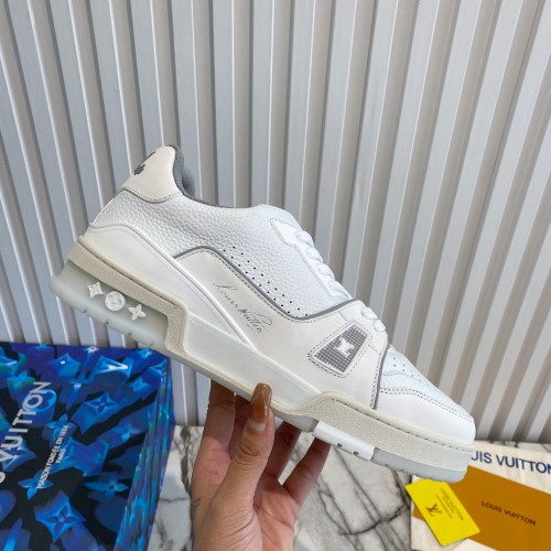 Louis Vuitton Men Shoes Fashion Design Luxury Brand LV TRAINER SNEAKER 1A8WB9 White Grained calf leather with Original Box