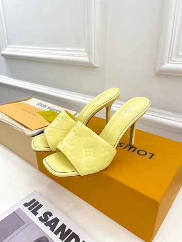Louis Vuitton Womens Shoes Sandals Slippers Luxury Brand REVIVAL MULE 1A9PH9 Monogram-embossed lambskin with Original Box 9.5cm Heel