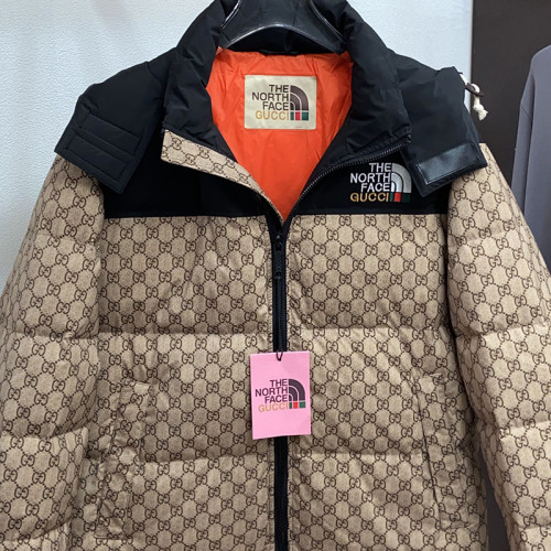 Gucci X The North Face Design Mens Womens Winter Windprood Down Jackets Keep Warm 90% White Duck Down