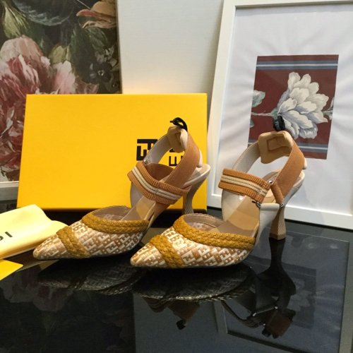 Fendi Womens Shoes COLIBRÌ Raffia Slingbacks 8.5cm