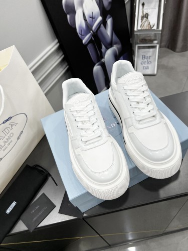 Prada Womens Shoes Casual Luxury Brand Breathable Prada Macro Re-Nylon and brushed leather sneakers 1E661M_3LF5_F0009_F_045 with Original Box