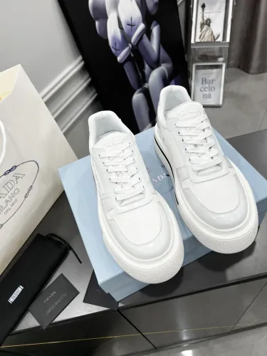Prada Womens Shoes Casual Luxury Brand Breathable Prada Macro Re-Nylon and brushed leather sneakers 1E661M_3LF5_F0009_F_045 with Original Box