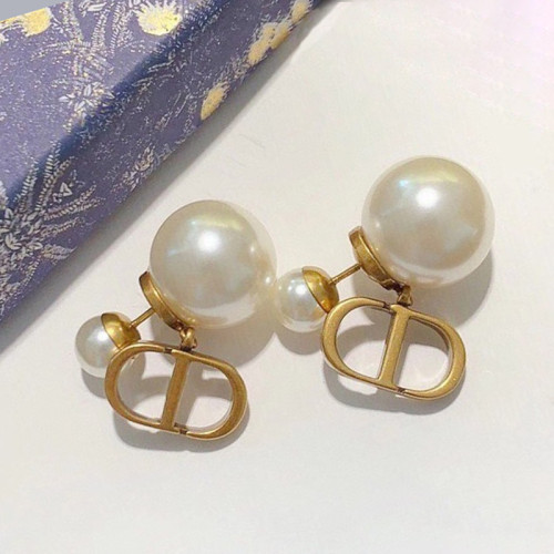 Dior Luxury Womens Earrings DIOR TRIBALES EARRINGS Antique Gold-Finish Metal with White Resin Pearls with Original Box E1293TRIRS_D908