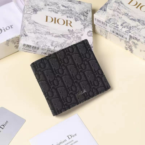 Dior Mens Womens Wallets Coin Bag Luxury Brand Design Black Dior Oblique Jacquard Wallet with Original Box 2OBBH027YSE_H03E