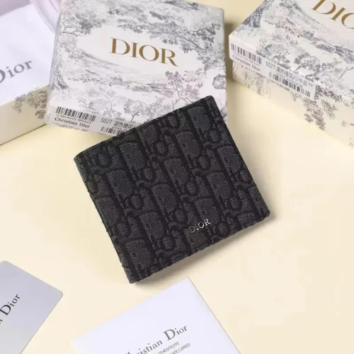 Dior Mens Womens Wallets Coin Bag Luxury Brand Design Black Dior Oblique Jacquard Wallet with Original Box 2OBBH027YSE_H03E