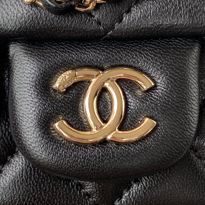 Chanel Womens Bags Drawstring Backpacks Shopping Bag Shiny Lambskin & Gold-Tone Metal with Original Box