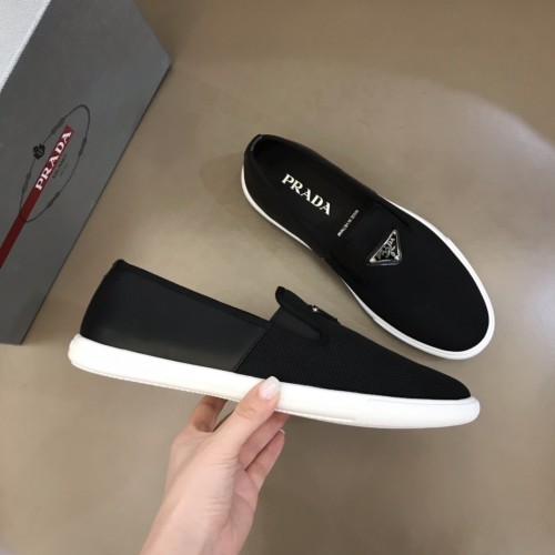 Prada Mens Shoes Casual Loafers Driving Luxury Brand Black Prada Shoes with Original Box