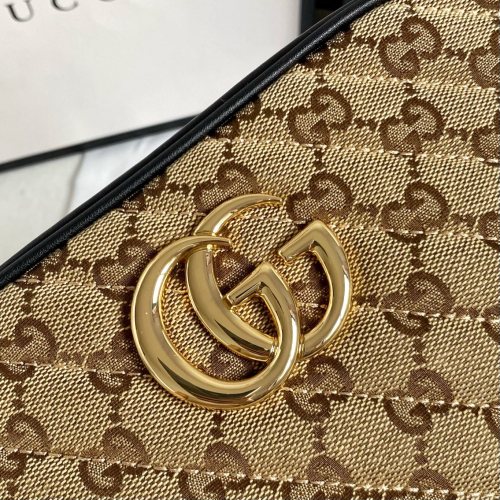 Gucci Womens Bag GG Marmont small shoulder bag in Original GG canvas/black Luxury Brand with Original Box 447632 HVKEG 9772