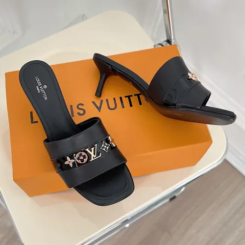 Louis Vuitton Womens Shoes Sandals Slippers Luxury Brand REVIVAL MULE 1A8W1Q Black Calf leather and glazed calf leather with Original Box 5.5cm Heel