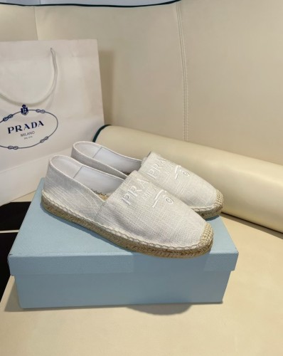 Prada Womens Shoes Casual Luxury Brand Breathable Hemp espadrilles with Original Box