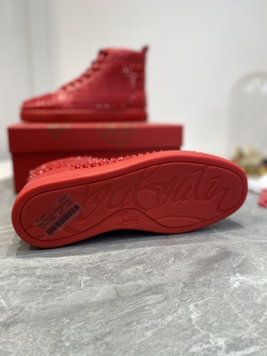 Christian Louboutin Mens Shoes Luxury Brand Red Bottom Design Louis Junior Spikes Flat with Original Box CL sneakers