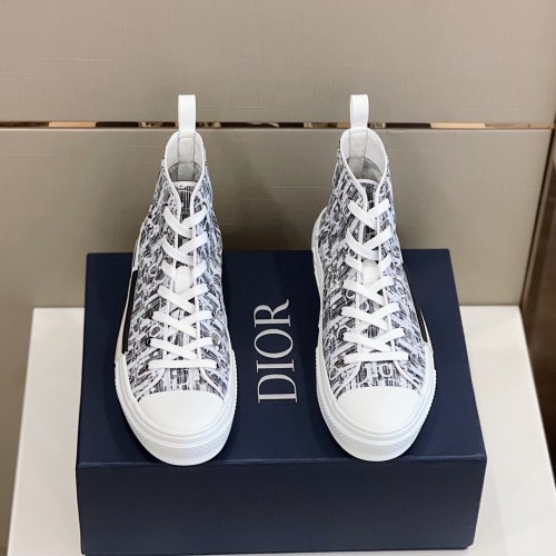 Dior Mens Shoes Sneakers Casual Luxury Brand B23 HIGH-TOP SNEAKER Dior Oblique Canvas with Original Box 3SH118ZMK_H761