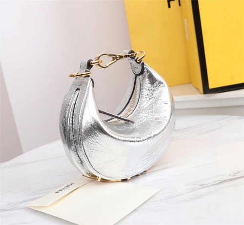 Fendi Womens Bags Shoulder Handbags Luxury Brand Nano Fendigraphy Silver leather charm 7AS089A5DYF1HEJ