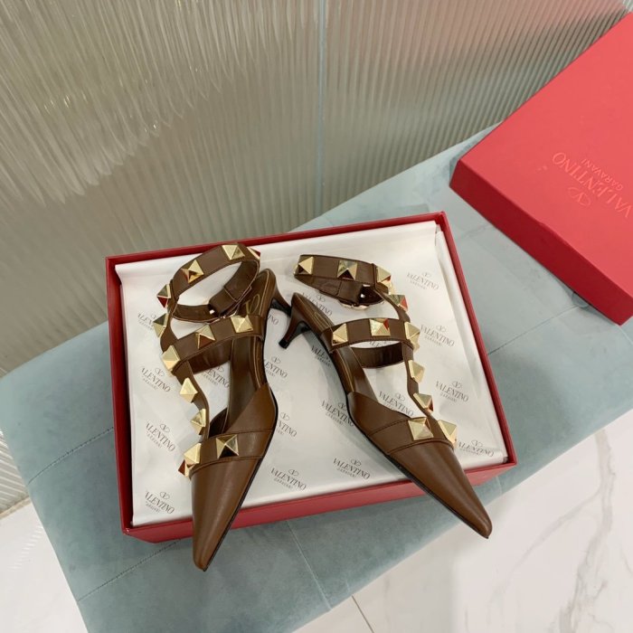 Valentino Women Shoes Mule Flip Flop Sandals ROMAN STUD CALFSKIN PUMP 40 MM with Original Box