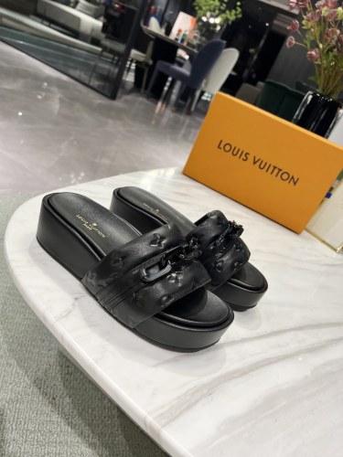 Louis Vuitton Womens Shoes Sandals Slippers Luxury Brand Louis Vuitton JUMBO FLATFORM MULE with Original Box 1A9QYY