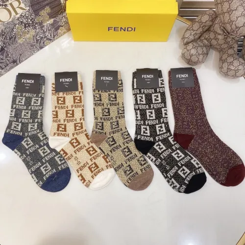 Fendi Socks 5 Pairs with Original Box Luxury Brand Breathable Fendi Sock