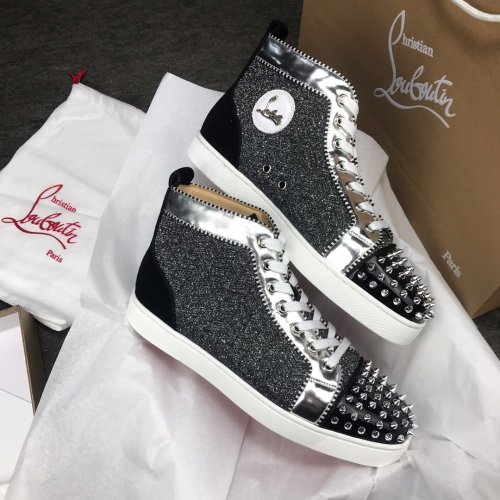 Christian Louboutin Mens Shoes Luxury Brand Red Bottom Design Louis Junior Spikes Flat with Original Box CL sneakers