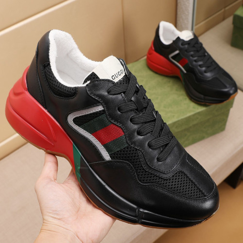 Gucci Women Shoes Women's Rhyton Gucci logo leather sneaker Luxury Brand with Original Box