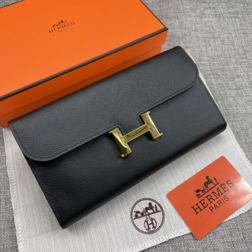 Hermes Womens Mens Wallets Purse Constance Clutch Leather Design Coin Bag with Original Box