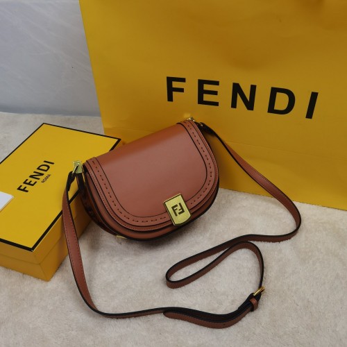Fendi Womens Bag Crossbody Bag Moonlight Brown Leather Bag 8BT346ABVLF0PWZ