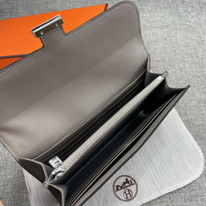 Hermes Womens Mens Wallets Purse Constance Clutch Leather Design Coin Bag with Original Box