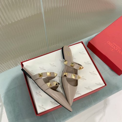 Valentino Women Shoes Mule Flip Flop Sandals ROMAN STUD FLAT MULE IN CALFSKIN with Original Box Luxury Brand