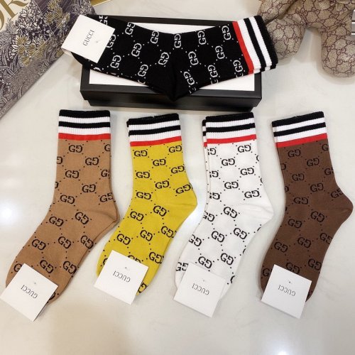 Gucci Socks 5 Pairs with Original Box Luxury Brand Breathable Gucci Sock