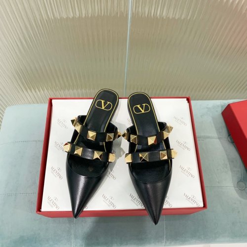 Valentino Women Shoes Mule Flip Flop Sandals ROMAN STUD FLAT MULE IN CALFSKIN VW2S0BK8KET0NO with Original Box